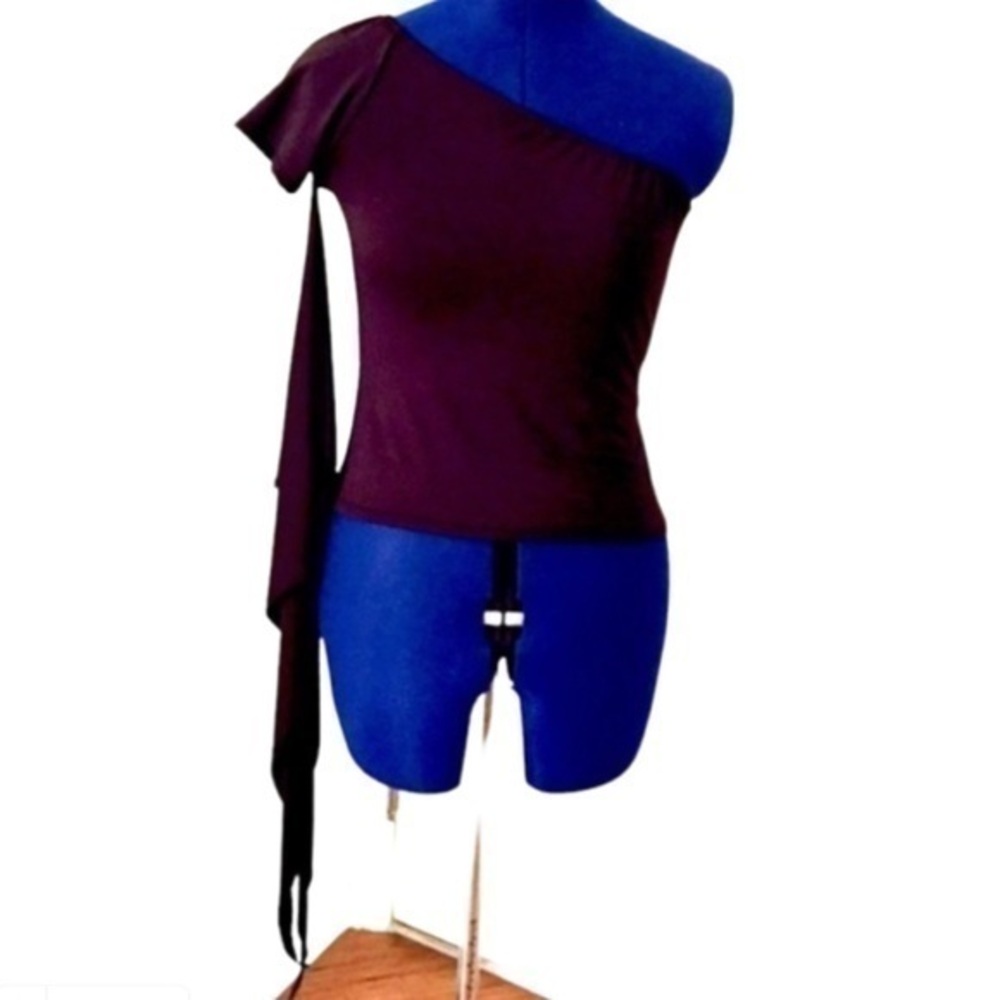 Black A-symmetrical Dance Top with Stylish Accents